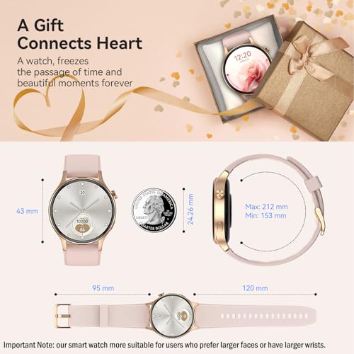 Smart Watch for Women, 1.32'' AMOLED Ultra-Clear Screen Activity Trackers with Heart Rate/Sleep/SpO2 Monitor, Smartwatch for iPhone/Samsung/Android, 110+ Sport Modes, 3ATM Waterproof Fitness Watch