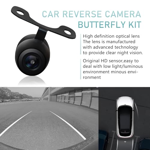 Image of 1 PC Car HD Rearview Camera Kit, 170 Wide-Angle Butterfly IP68 Waterproof Anti-Vibration Camera + Video Cable + Power Cable + Two Mounting Screws, Modification Accessories, for Cars (Black)