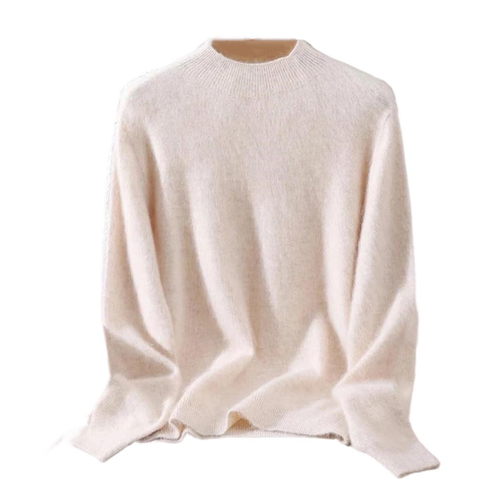 Women Cashmere Sweaters Mock Neck Long Sleeve Pullover Soft Warm Casual Cashmere Tops