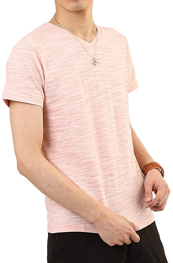 [アーケード] メンズ ロンT スラブボーダー 長袖 Vネック カットソー ロングTシャツ