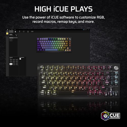 K65 PLUS WIRELESS Tastiera meccanica da gioco 75% RGB, sostituibile a caldo – Switch tattili MLX Fusion pre-lubrificati, riduzione del rumore a due strati, tasti PBT – QWERTY NA – Nero - Tastiera gaming - Immagine 11