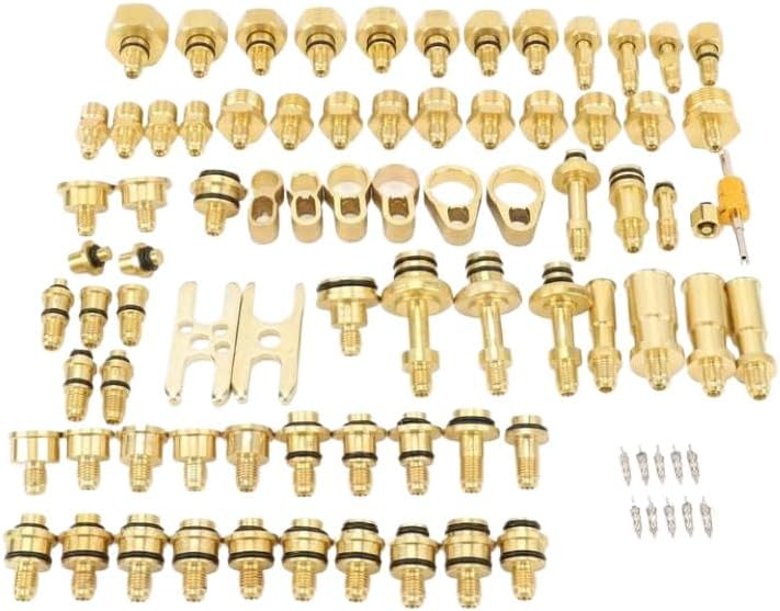 77pcs Automotive Air Conditioning Leak Test Kit Brass AC Leak Detection Tools Connector Repair Kit Compatible with Car Auto AC