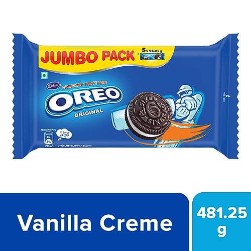 Image of Oreo Cadbury Vanilla Flavour Creme Sandwich Biscuit, 481.25 g Jumbo Pack (Pack of 2)