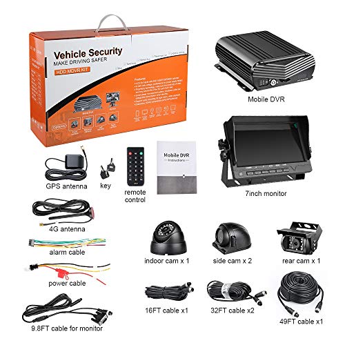 4CH MDVR Kit 4G GPS 1080P AHD Hard Drive Car DVR Camera System Online Video with Night Vision Waterproof Front Side Rear… - Image 7