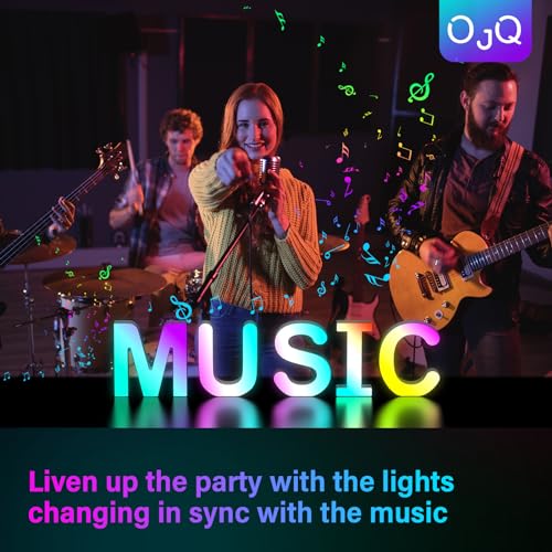 Ojq JJU-314 Light Up Letters Led Letter - Bedroom Lighted Letter Colorful Glitter Alphabet Music Sync Color Changing Letters For Boy Girl Gift Birthday Christmas Wedding Bar Wall Night Light thumb #4