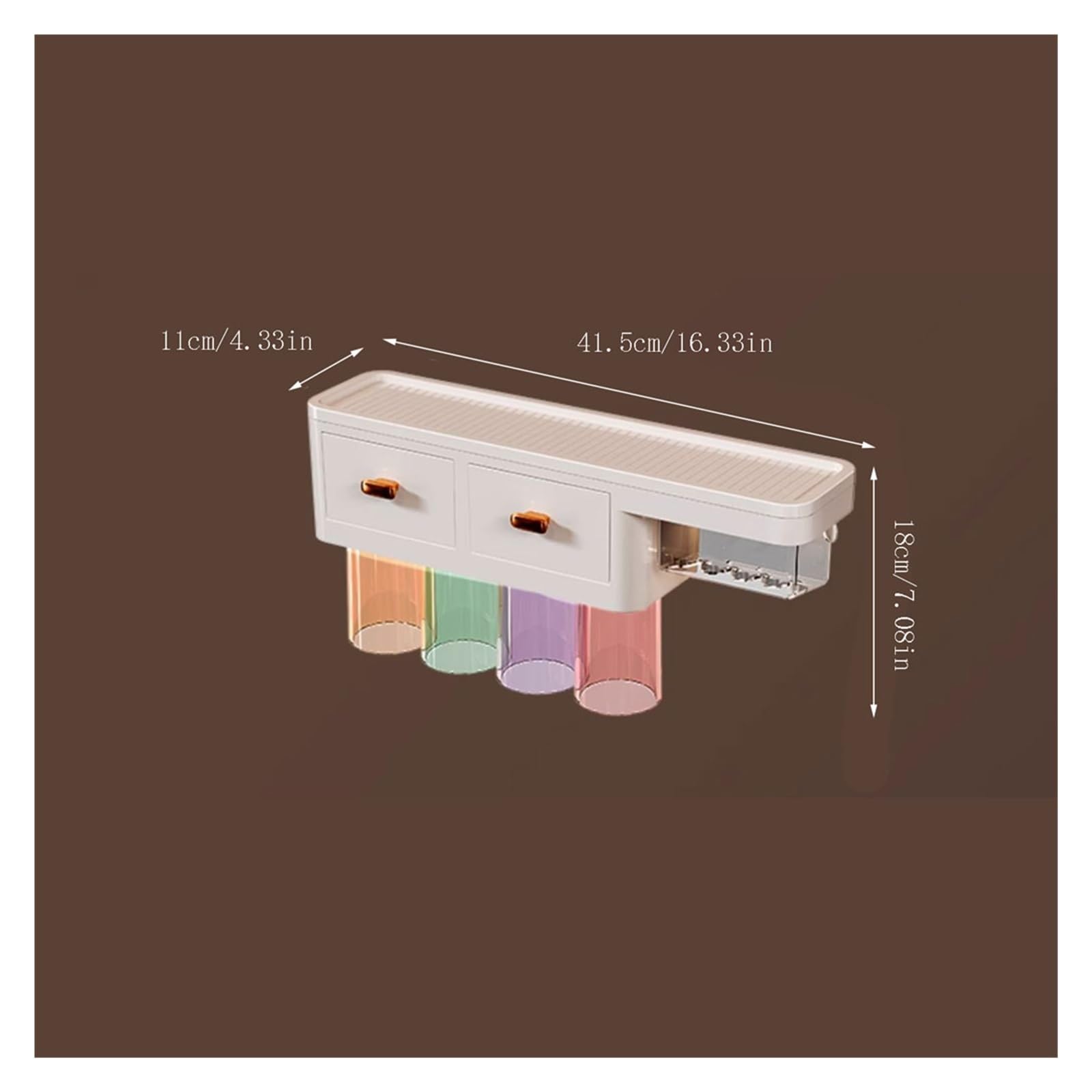 Soporte para cepillos de Dientes Soporte magnético para cepillos de Dientes para baño Soporte para cepillos de Dientes montado en la Pared Blanco con Estante de Almacenamiento(A L41.5cm)