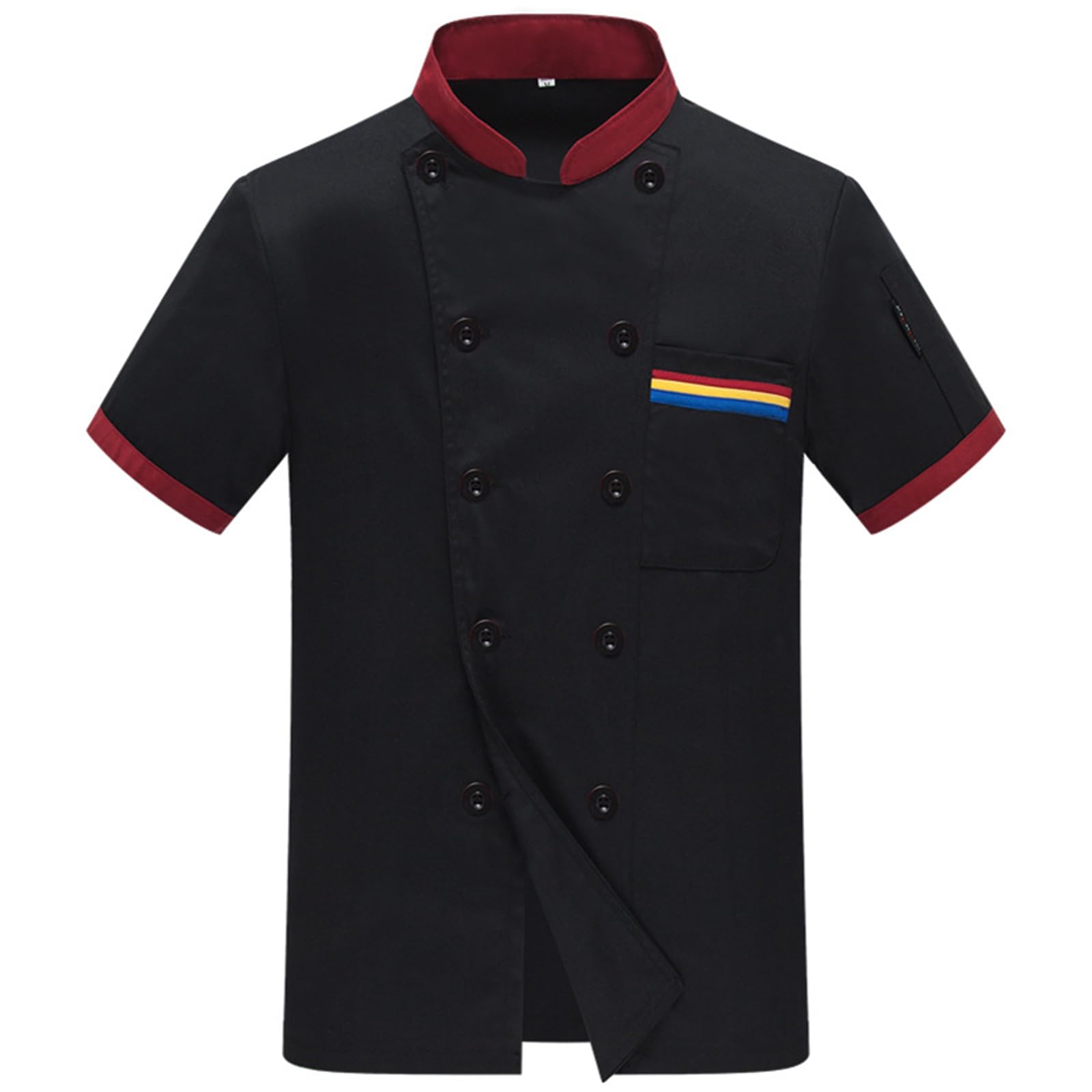 Men's Chef Coat Uniform Short Sleeve Cook Jacket Restaurant Kitchen Work Breathable Clothes