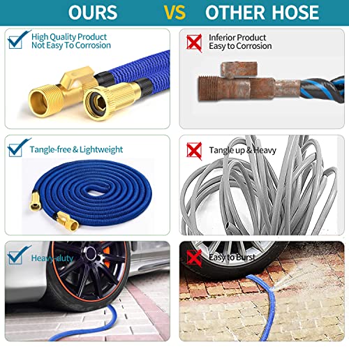 Manguera de jardín expandible, manguera de agua ligera y flexible con accesorios de latón duraderos para un fácil riego y cuidado del jardín, manguera de jardín flexible de 100 pies