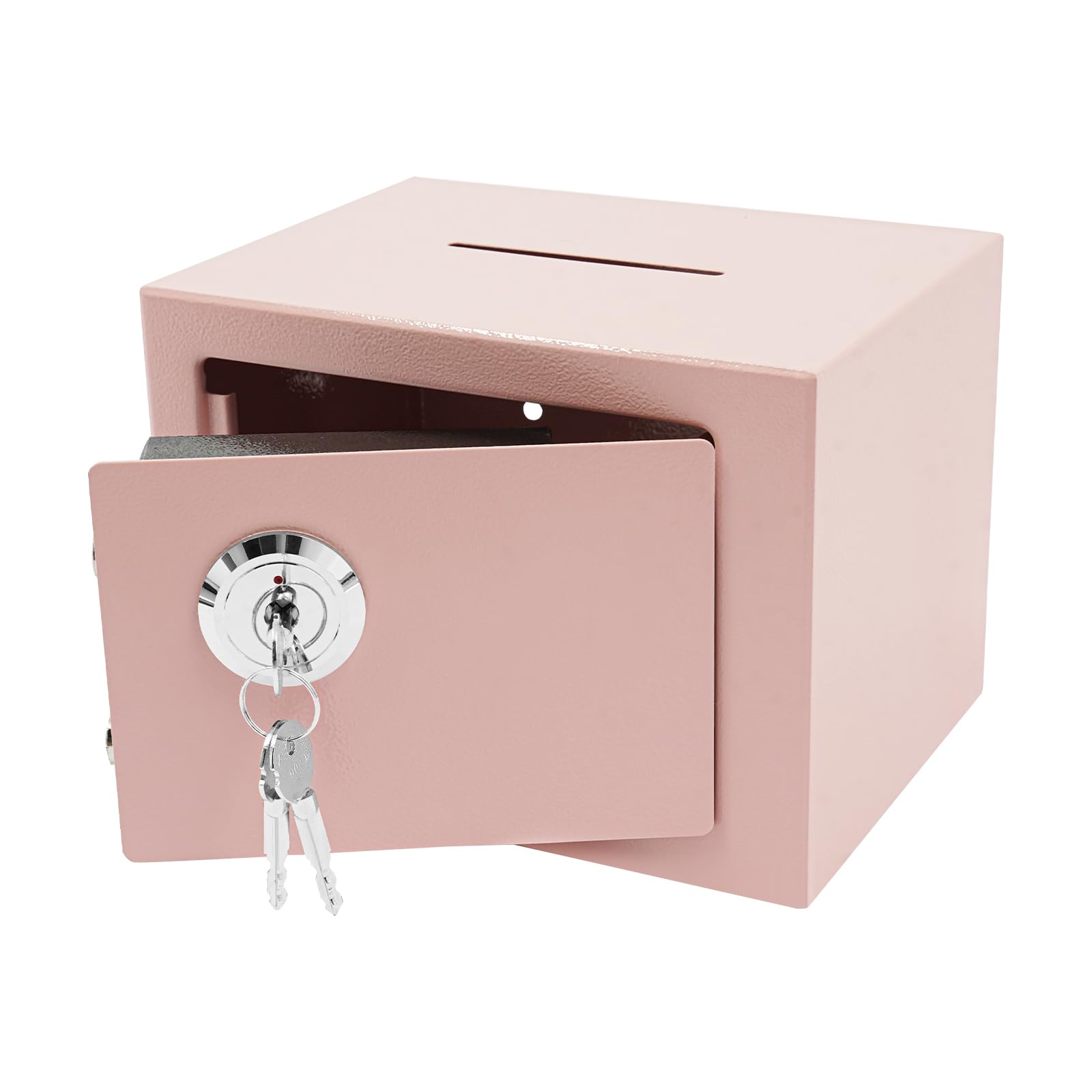 Safe Tresor Klein - Möbeltresor mit Schlüssel Safe Geldschrank 23x17x17cm feuerfest für Schmuck, Bargeld, Wertsachen, Münze (Rosa)