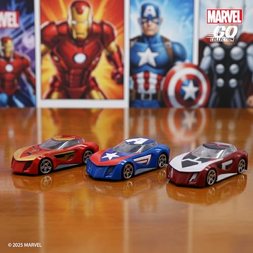 Image of Marvel Go Collection | Rapid Racer 3-Pack| Iron Man, Captain America and Ant-Man | 1:64 Diecast Toy Cars | Ages 3 and Up | Collect Them All | Birthday Gift for Kids