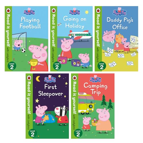 Image of Peppa Pig Read It Yourself Tuck Box Level 2: 5 Books Tuck-Box Set (First Sleepover, Playing Football, Going on Holiday and More)