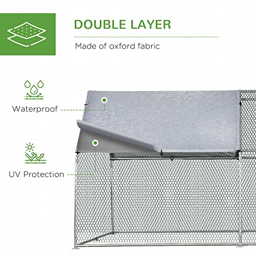 PawHut 12' Metal Chicken Coop Run with Roof, Walk-in Chicken Coop Fence, Chicken House Chicken Cage Outdoor Chicken Pen… - Image 5