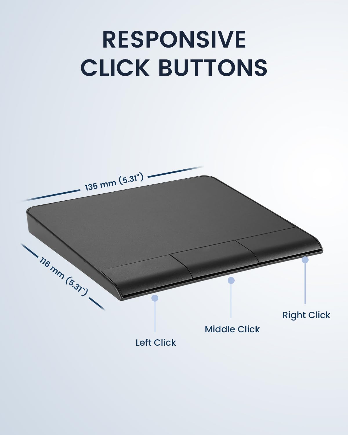 perixx PERIPAD-706 Touchpad sans Fil Slim, Connectivité Bluetooth et 2.4G RF, Rechargeable Via USB-C, Grande Taille 13.5x11.6x1.4 cm, Noir
