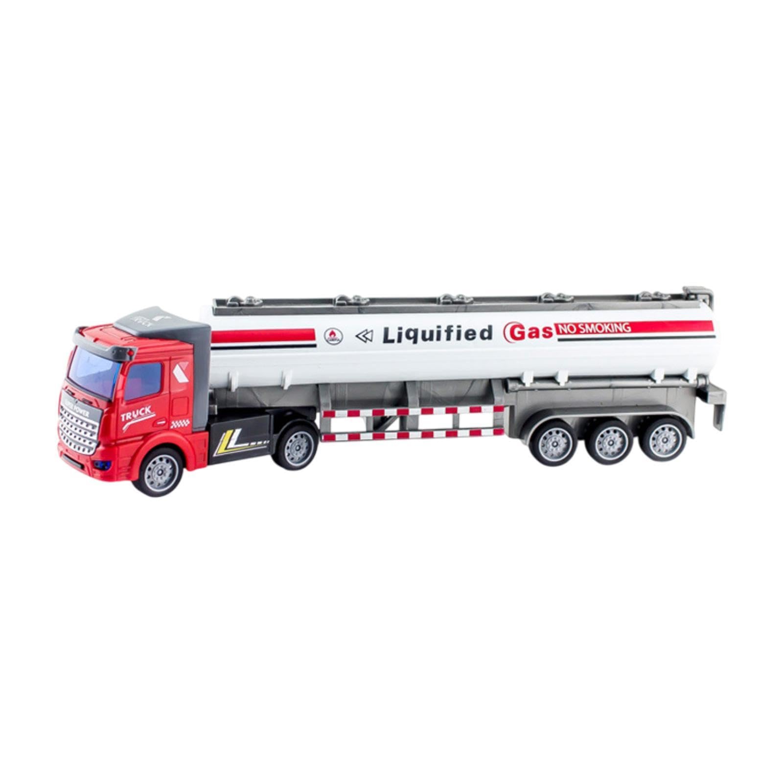 CoudarTitie Toy Lorry Model Heavy-duty Truck with Pull Back Mechanism Oil Tank Truck Dump Truck for Collection Indoor Outdoor Boys, White, 32cm