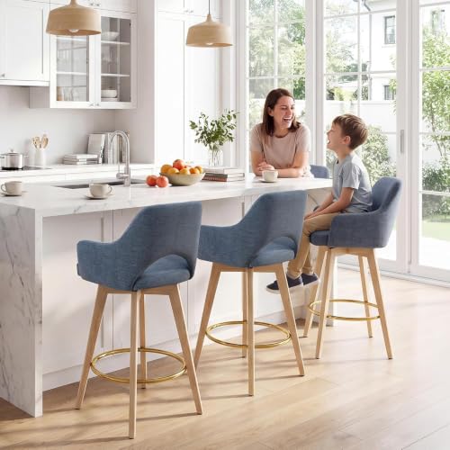 Image of Zesthouse Swivel Counter Stools Set of 6, Wooden Counter Height Bar Stools