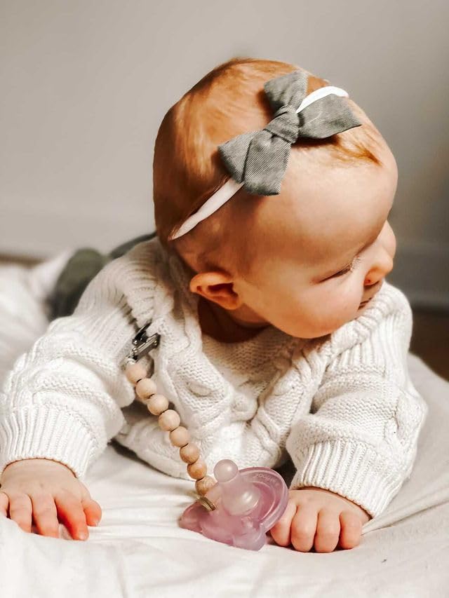 Image of Ali+Oli Silicone Pacifier Clip for Baby (All Wood) 100% Food-Grade BPA Free Newborn Pacifier Holder Infant Binky Clip for Baby Boy or Girl | Food-grade material, Keeps soothers within reach, Secure attachment, Lightweight, Everyday use, Easy cleaning