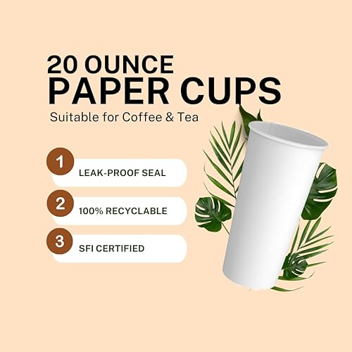Miniatura 10 de Vasos de papel de 12 onzas, paquete de 200 unidades para café y té, fabricados en Estados Unidos, 200 unidades para el hogar, oficina, restaurantes