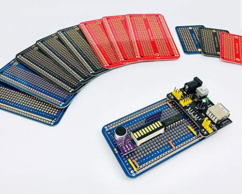 Image of ElectroCookie Solderable Breadboard PCB Board for Electronics Projects Compatible for DIY Arduino Soldering Projects, Gold-Plated (9 Pack + 3 Mini, Multicolor Pack)