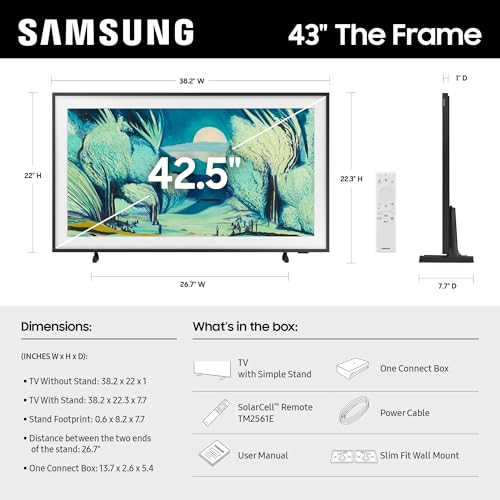 Image of Samsung 43-Inch Class The Frame LS03F 4K QLED Smart TV (2025 Model) Slim Fit Wall Mount, Modern Frame Design, NQ4 AI Gen2 Processor, Art Mode, Artful Picture Quality, Samsung Vision AI, Alexa Built-in