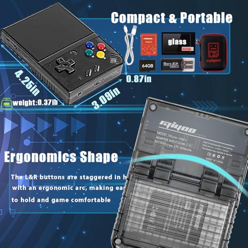 Image of Gift for Men Women, Miyoo Mini Plus with Portable Case Retro Emulator Handheld Game Console with WiFi & RTC, Christmas Stocking Stuffers for Men, Mens Gifts for Dad,Husband, Gray