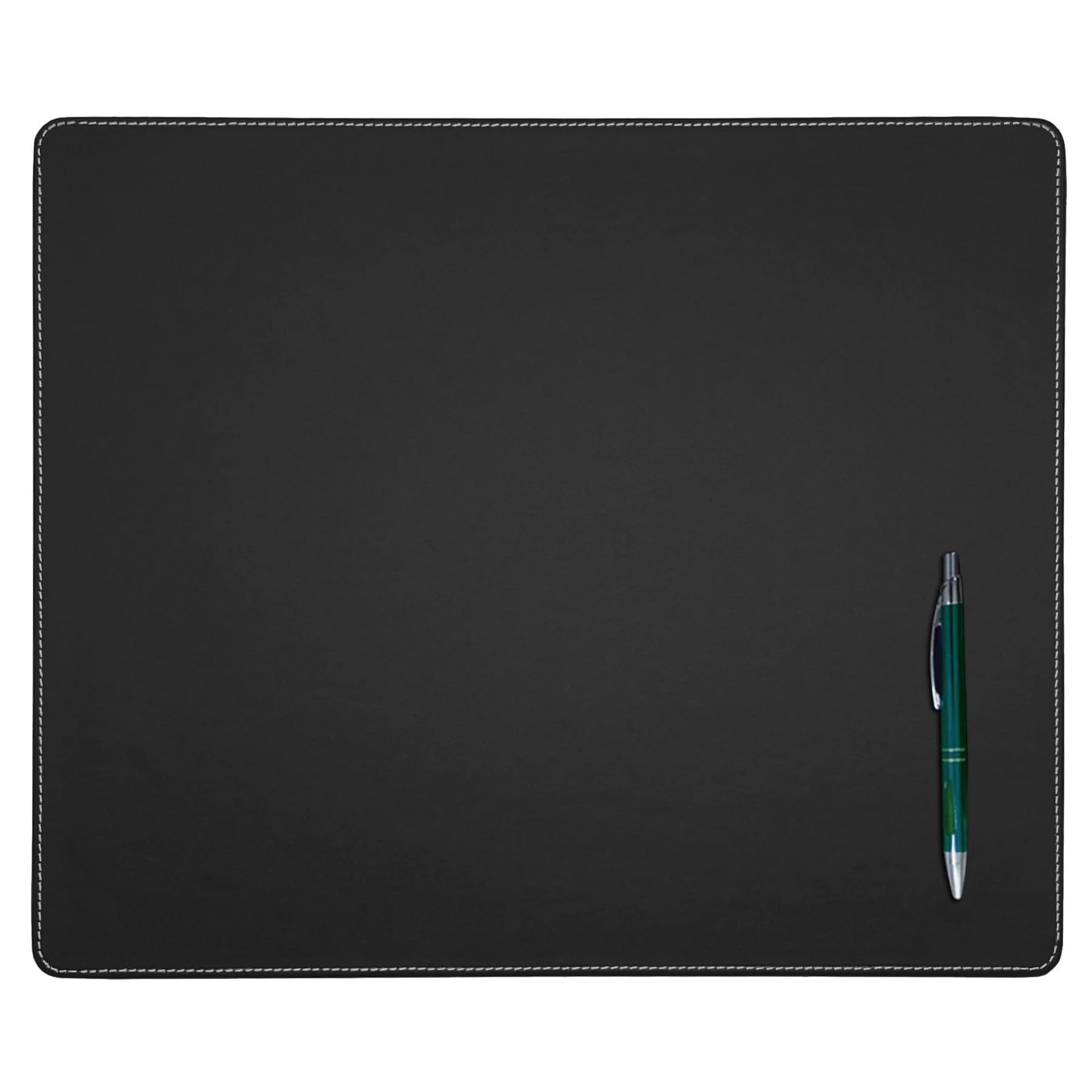 DACASSO Almohadilla de piel sintética cosida para mesa de conferencias, de cuero sintético de lujo para escribir, protector acolchado de superficie de escritorio ejecutivo (negro, 17 x 14 pulgadas)