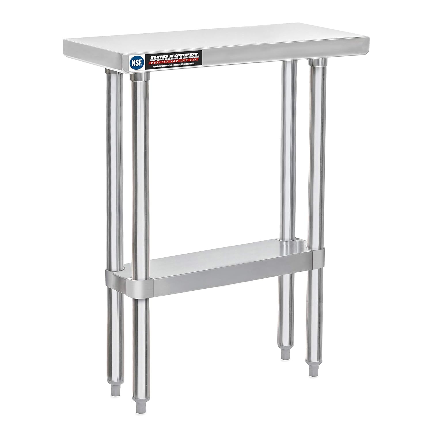 DuraSteel 30x12 Stainless Steel Work Table - NSF Commercial Prep Metal Table - Outdoor Pizza Oven Stand w/Under Shelf - Kitchen Island Laundry Utility
