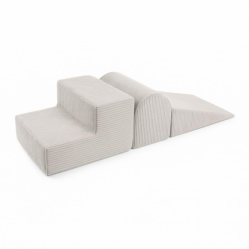 MEOWBABY Blocs de construction en mousse pour enfants - Blocs de construction souples XXL - Pour l'escalade de bébé en intérieur - XXL - Briques en mousse, velours côtelé - Écru