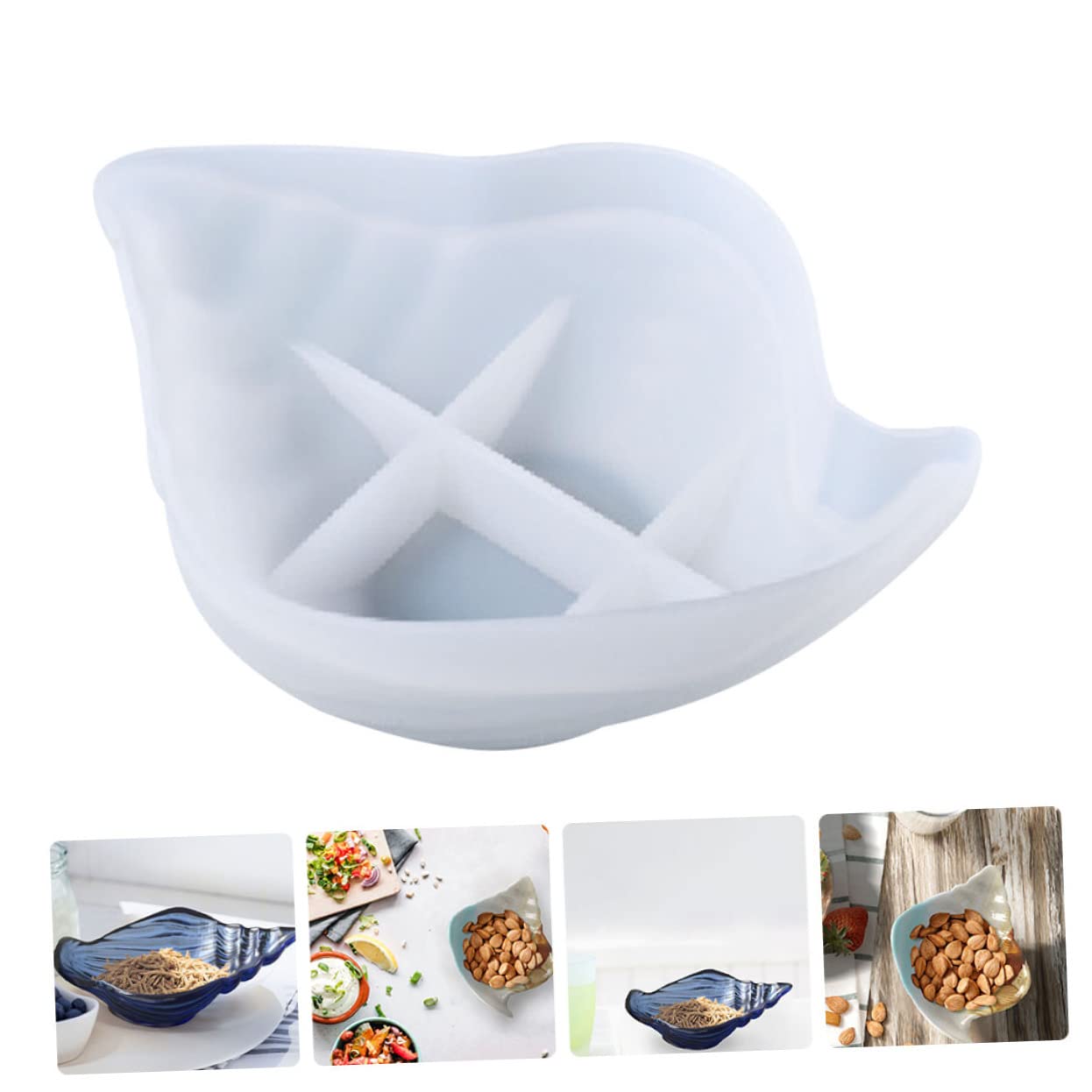 Operitacx 3 Pièces Moule à Plaque De Conque Plateau Coque en Silicone Décoration De Maison Epoksi Kal?p Bijoux Époxy Moule Nautique Gel De Silice Blanche Plateau De Rangement Ménage