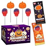 50 Pack Halloween Lollipops - Individually Wrapped Holiday Themed Pumpkin And Skull Suckers – Trick Or Treat Strawberry And Tutti Frutti Delicious Candys - Bulk Halloween Candy’s Great Use, For Kids, Trick or Treat, Party Favor, Classrooms, Goodie Bags