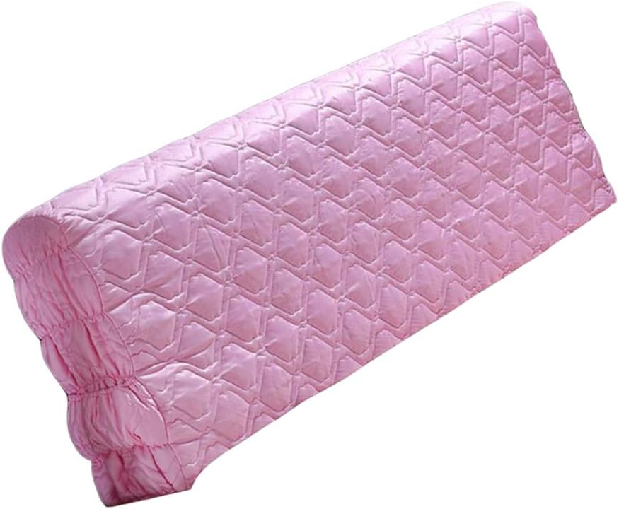 Luxury Silk Bed Head Cover or Quilted Slipcover - Stretchable Side, Phone Storage Bags, Machine Washable - Perfect for Bedroom Decor and Wedding Deco - Pink