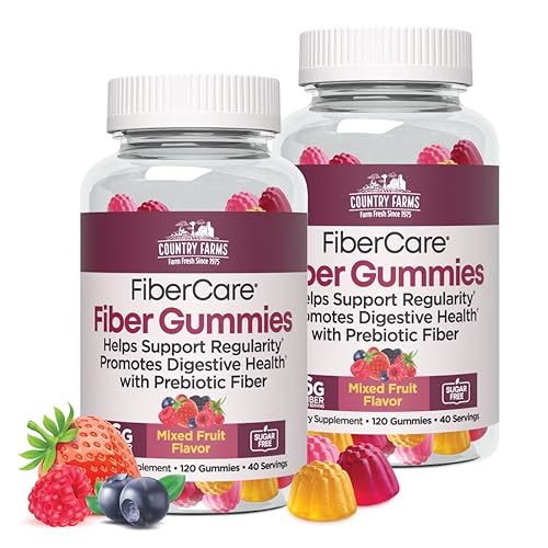 Country Farms Fiber Care Prebiotic Gummies 6g of Fiber Per Serving FOS from Beets Digestive Health Supports Regularity Mixed Fruit Flavor