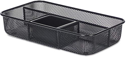 1InTheOffice Desk Drawer Organizer Tray, Black Mesh Metal, 10 5/8 x 6 x 2