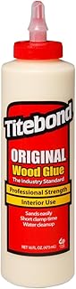 Titebond Original Wood Glue 16oz, Yellow, Waterproof, Resin, Liquid, 16 Fluid Ounces