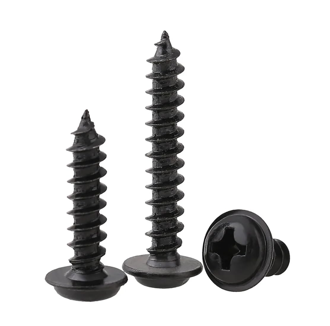 10x No.6 x 1/4" 3.5 x 6mm Pozi Black Flanged Self Tapping Screws Black Flange Self Tappers Ideal for Metal Wood and Brick Self Tapping Screws Wood High Strength Durable