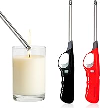 2 x Candle Lighter Refillable Gas Adjustable Flame Windproof Long Reach BBQ Lighter for Kitchen Cooking Camping Wood Burner & Fireworks (Assorted Colors)
