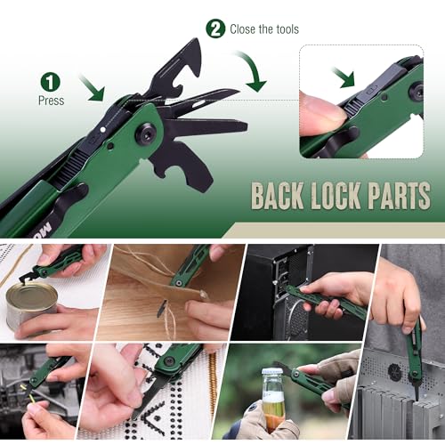 MOSSY OAK CNC-Machined Multitool Pliers, 27-in-1 Multi Tool with Pocket Knife, Fire Starter & Whistle, Bottle Opener, Screwdriver – Self-Locking Survival Tool for Camping & Hiking - Image 6