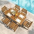 Cozyman Patio Furniture Dining Set, 7-Piece, HDPS, Teak Color-Oil Printed, All Weather Outdoor Table and Chairs, Modern Design, Low Maintenance, Easy to Assemble