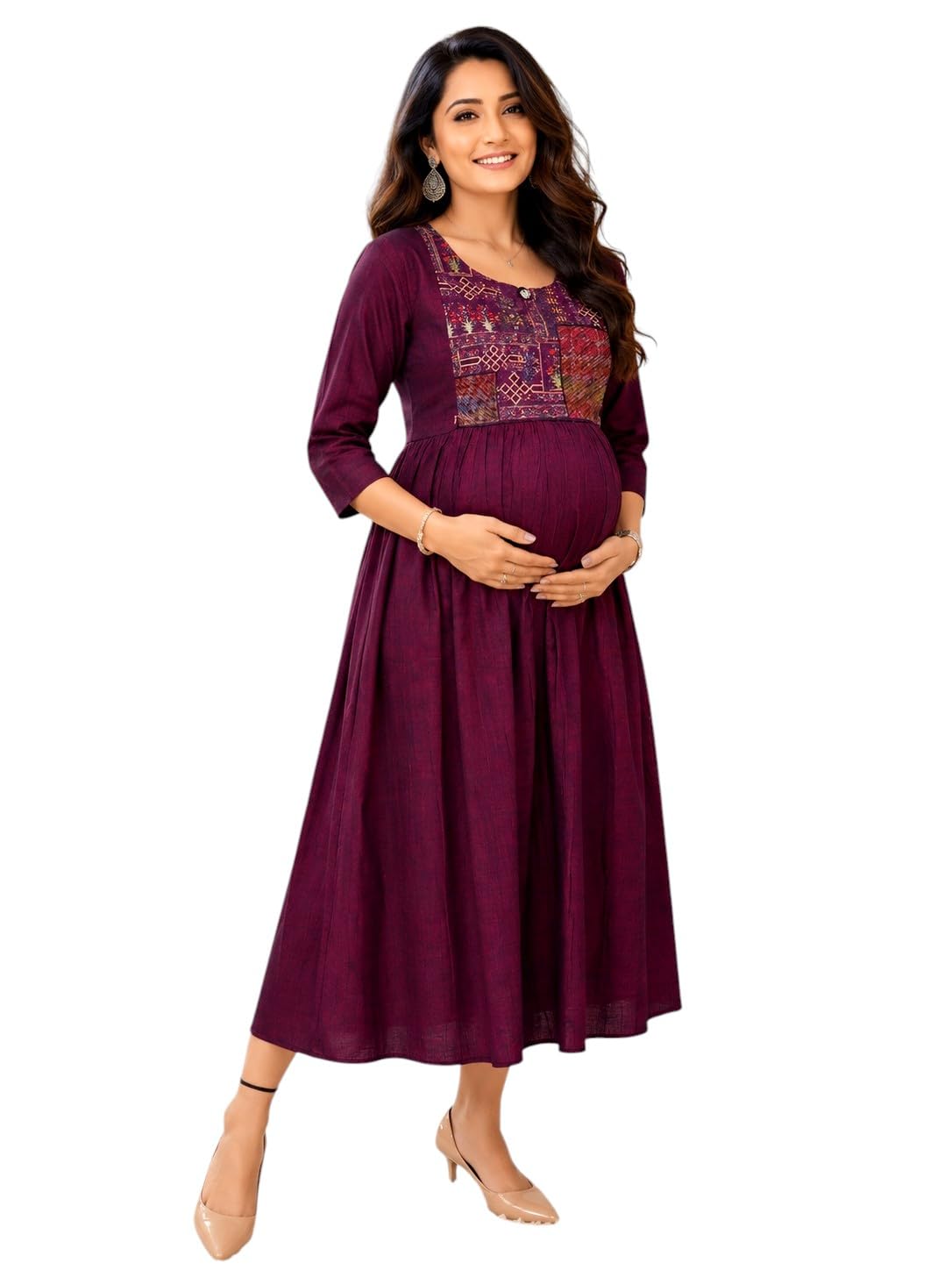 ritijya Feeding Kurtis for Women with Zip | Maternity Gown Pregnancy Dress for Nursing Mothers | Viscose Rayon | Stylish & Comfortable | S to 4XL | Maternity Wear Feeding Dress Tops-picture-21