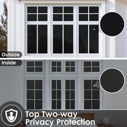 Image of WOO Home Frosted Glass Window Film & Stickers (12 X 84 Inchs) Privacy Window Cover for Home & Office - Easy Apply, UV Protection, Removable Decorative Film (Blackout Black 1 X 7 SQFT)