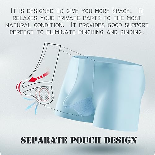 Ouruikia Men's Underwear Silky Smooth Boxer Briefs Breathable Trunks Boxer Briefs Underwear with Separate Pouch4