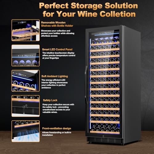 Image of 24 Inch Wine Cooler Refrigerator,179 Bottles Wine Fridge Large Capacity Professional Wine Cellars with Powerful Compressor,Quiet Operation and Elegant Design, Black