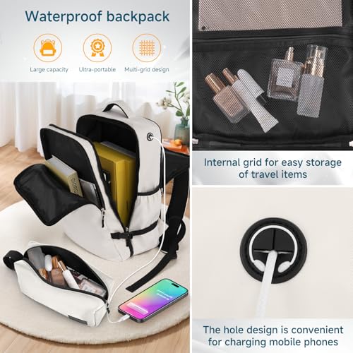 Image of Hoteel Luggage Sets 3 Piece, 4-Year Warranty, Carry-On Luggage with Dual-Spinner Wheels, PC+ABS Hardside Suitcase Set with TSA Lock, Durable Carry On Suitcase, Beige(20IN /DB /TB)
