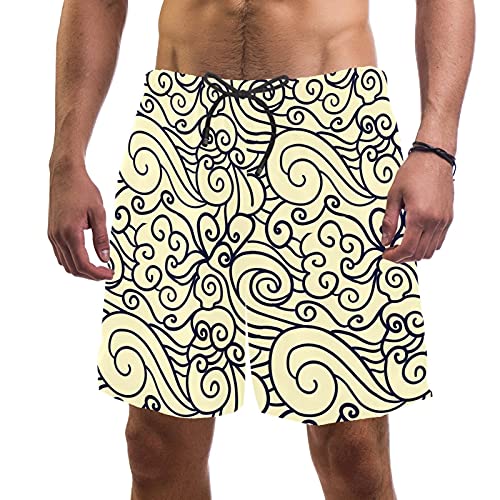 Short de bain pour homme beige et multicolore élastique stylé