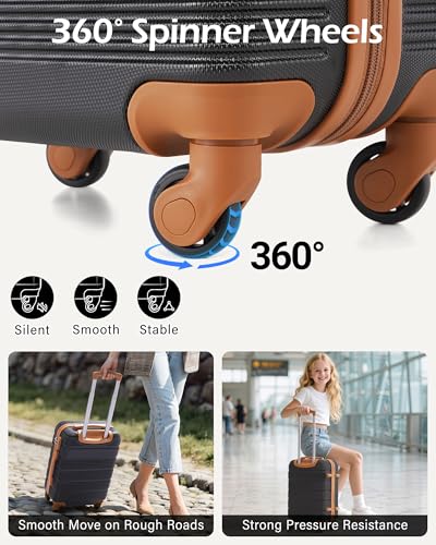 Image of LONG VACATION 3 Piece Carry On Luggage Set with Backpack, 20 Inch Carry Suitcase with Spinner Wheels, ABS+PC Hardshell Suitcase set with TSA Lock & YKK Zipper