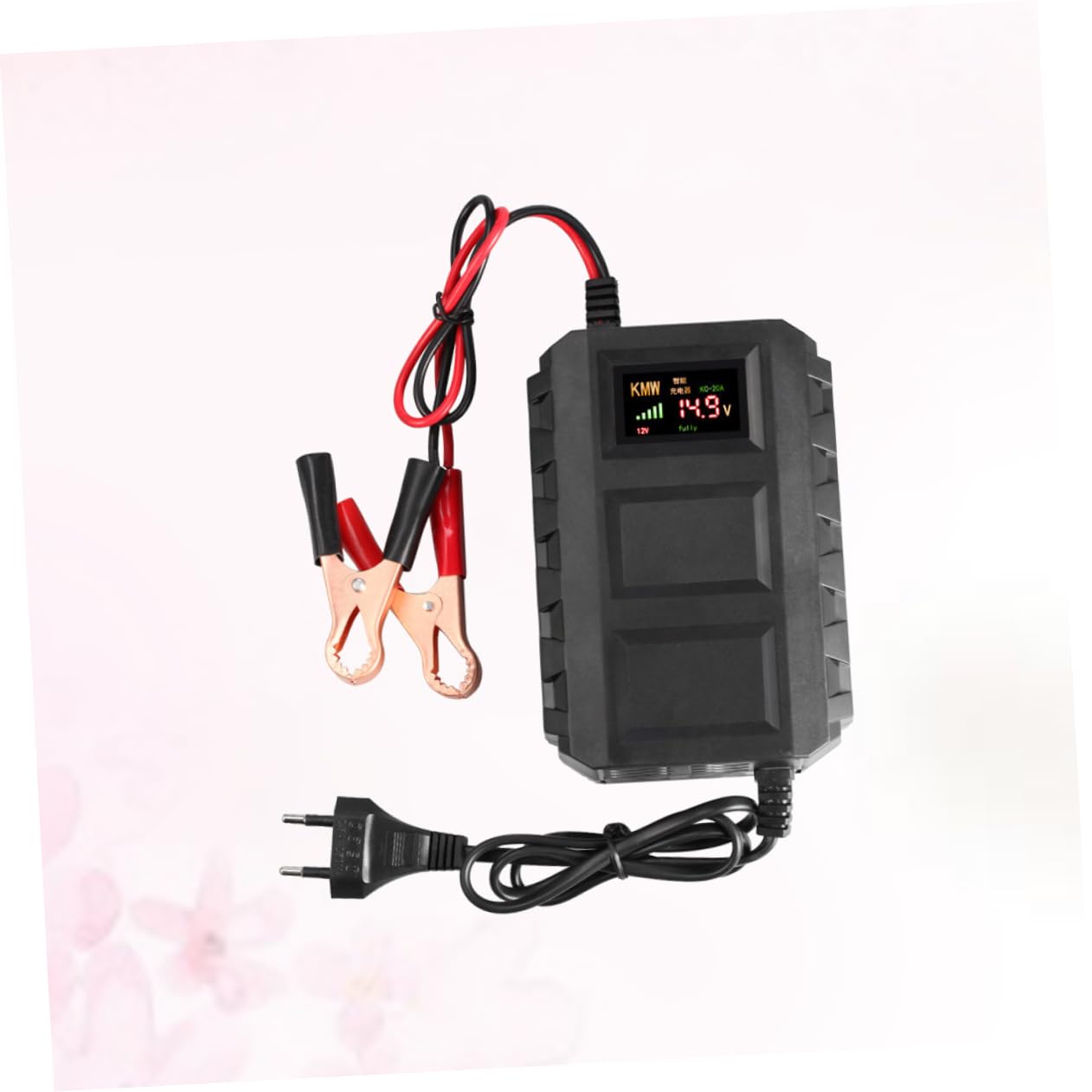 Chargeur de Batterie 12 V 20 A pour Moto, Batterie, Compact Noir