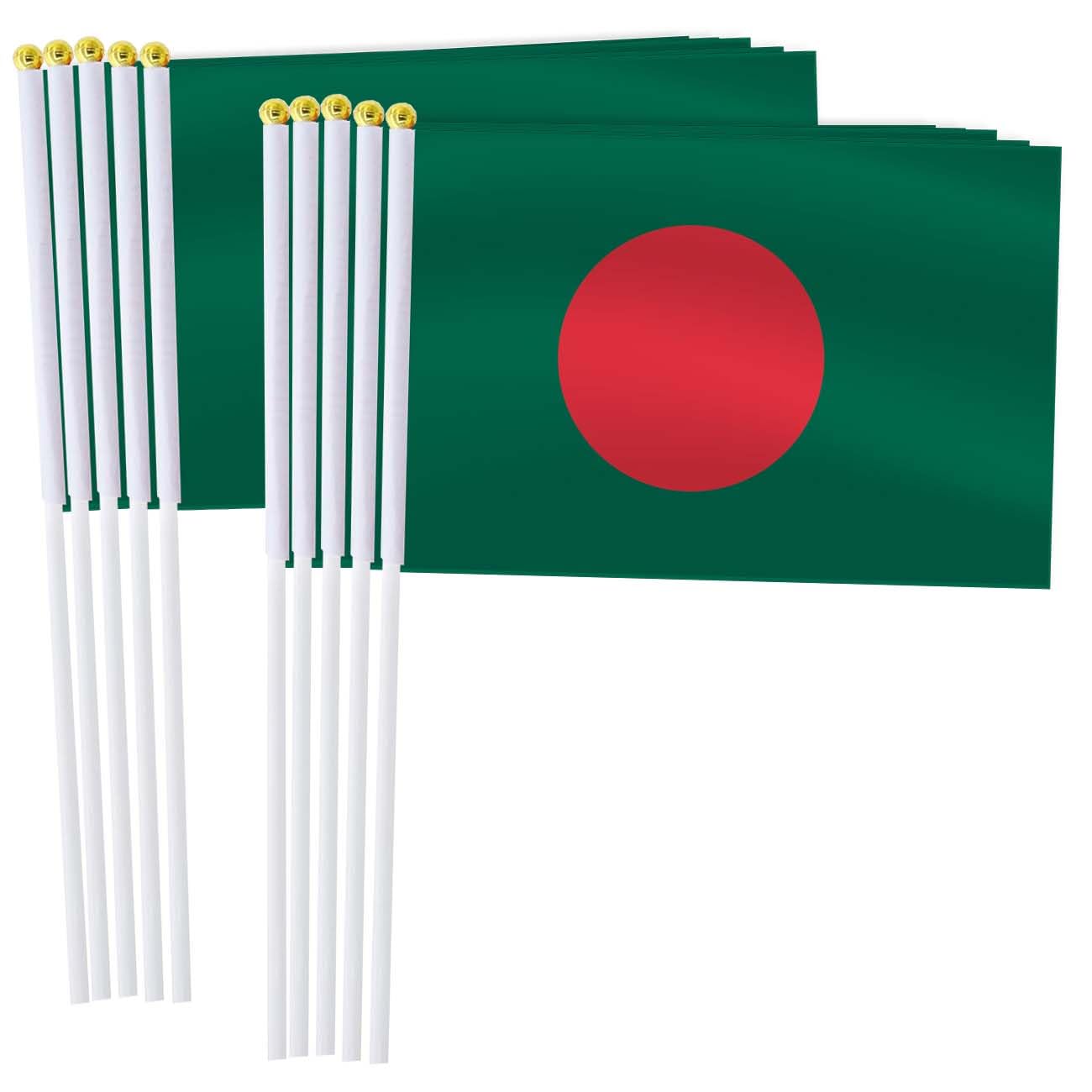 25 Pack Bengal Handheld Small Flag,Mini Bangladesh Hand Held Miniature Stick Decor