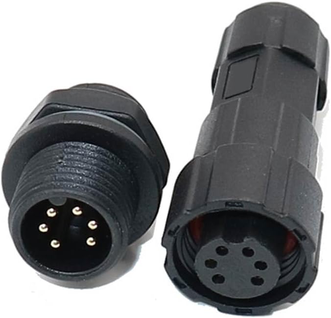 M16 6 Pin Plug Socket with Threaded Assembly - Controller Power Supply Back Mount Solder Type IP68