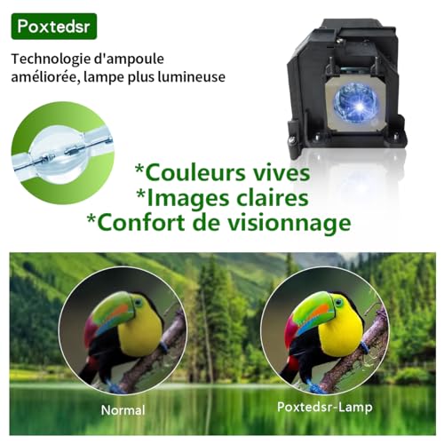 Poxtedsr Replacement Projector Bulb Lamp Compatible with Epson eb-470 eb-475w eb-475we eb-475wi eb-475wie eb-480 eb-480e eb-485w eb-485wi eb-485we eb-1400wi eb-1410wi - Image 4