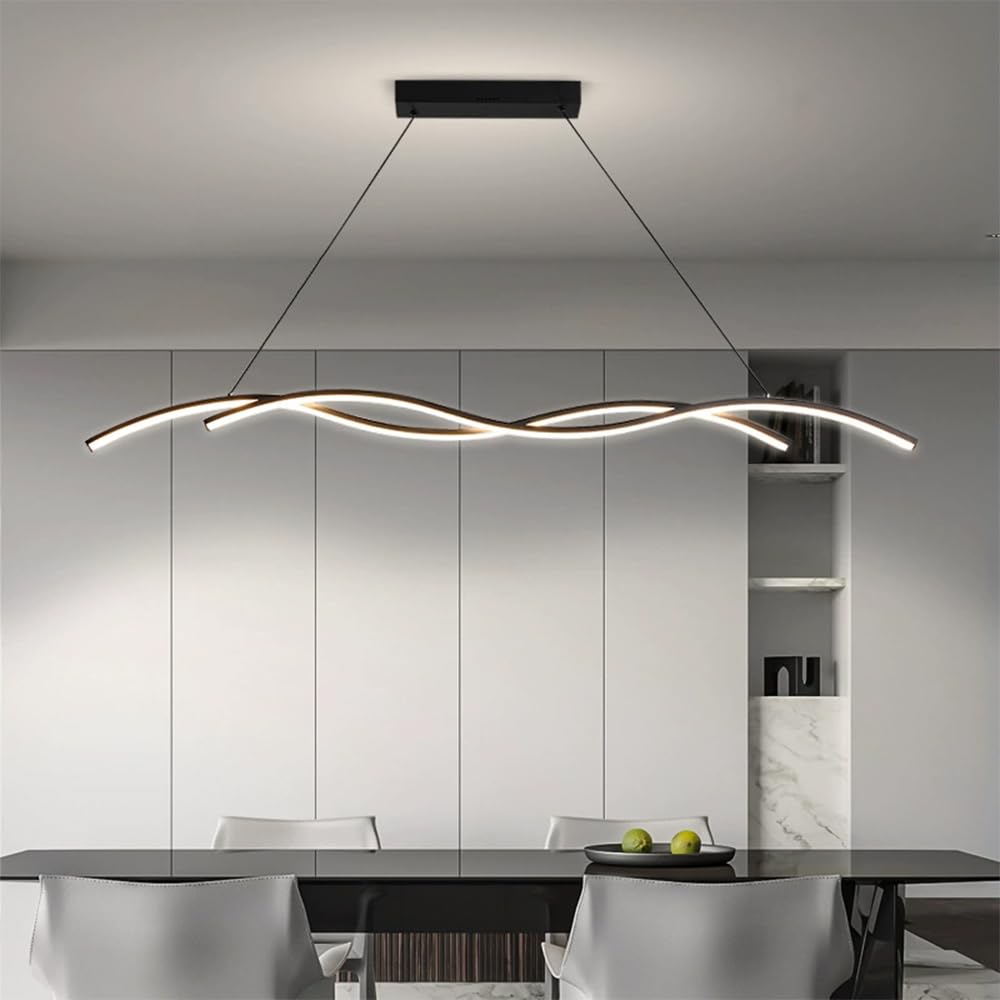 Liniowa lampa wisząca LED Macha żyrandolem Lampa sufitowa Minimalistyczna wyspa kuchenna Oprawa oświetleniowa Jadalnia Oprawa oświetleniowa nad stołem Wiszące żyrandole w trybie 3 kolorów LWX