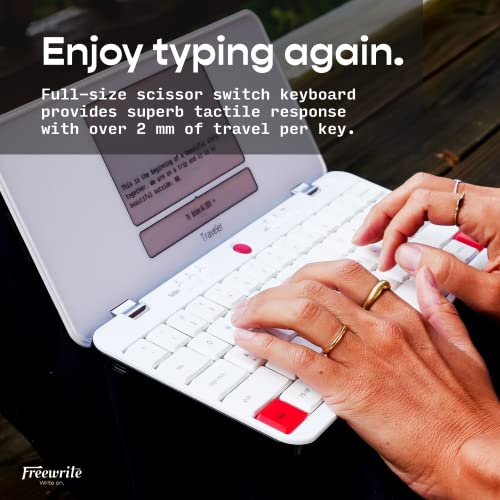 Image of Freewrite Traveler | Lightweight and Portable Typewriter with E Ink Digital Screen for Distraction-Free Drafting | Word Processor with Wifi Cloud Sync and Long Battery Life for Writers on the Move